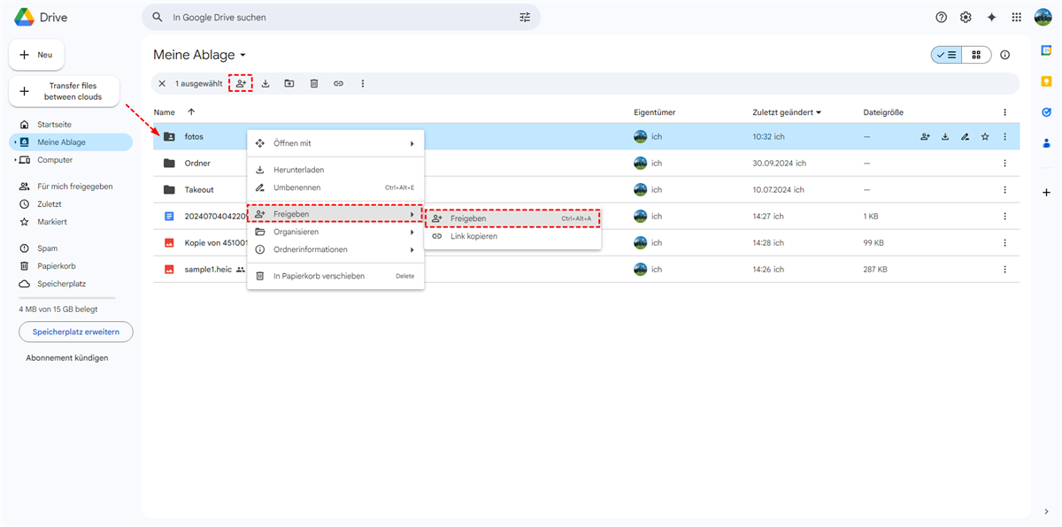 Ordner in Google Drive freigeben Ordner in Google Drive freigeben