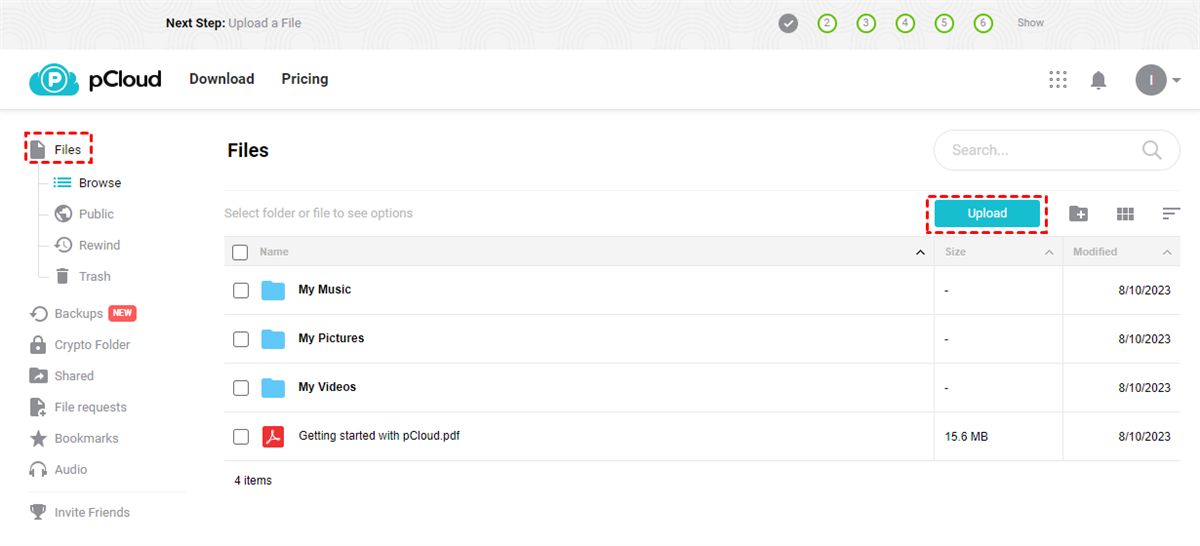 auf pCloud hochladen auf pCloud hochladen