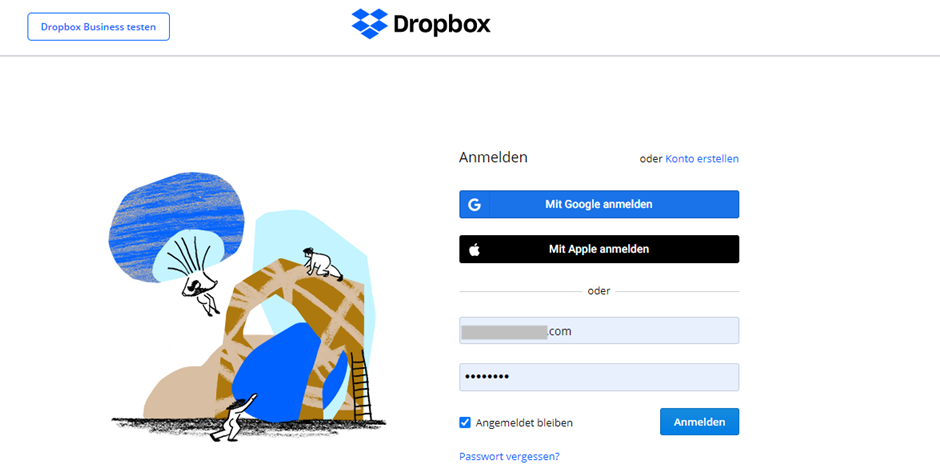 Dropbox anmelden