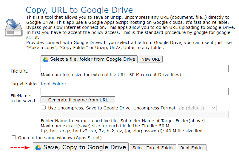 URL zu Google Drive hochladen