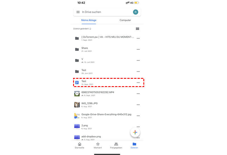 Dokumente mit der Google Drive App teilen