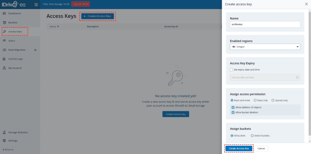Zugriffsschlüssel erstellen Zugriffsschlüssel erstellen