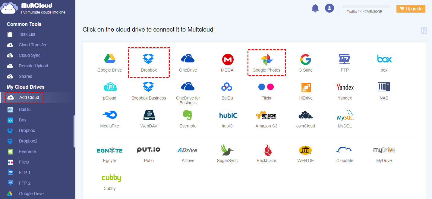 Add Dropbox and Google Photos