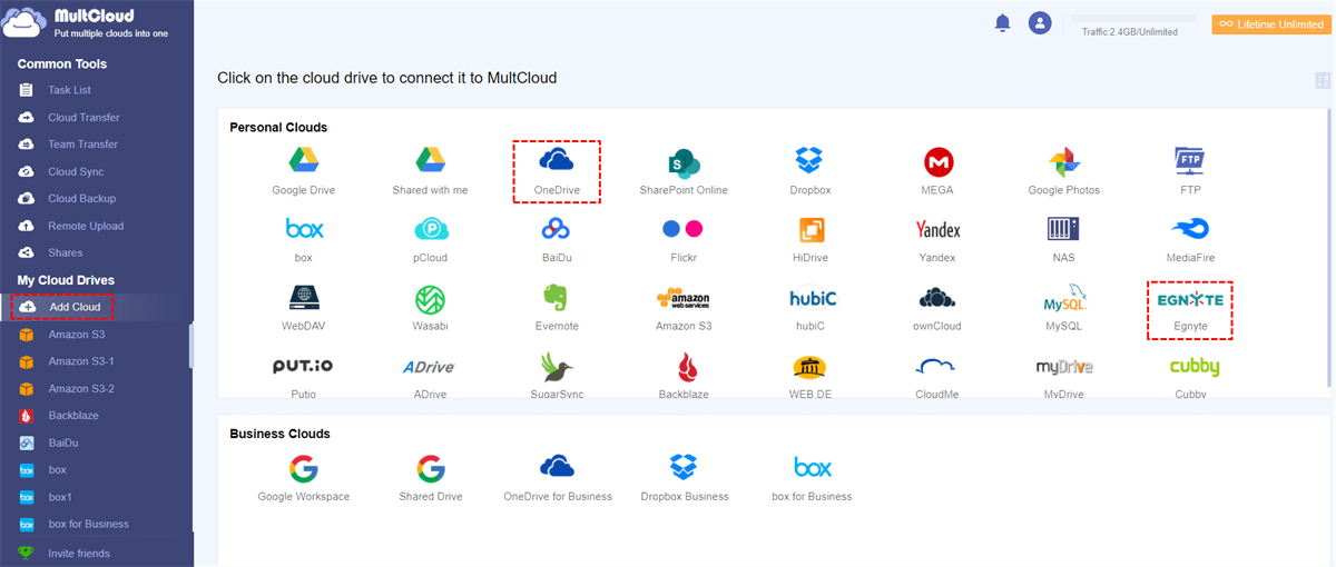 Add Egnyte and OneDrive