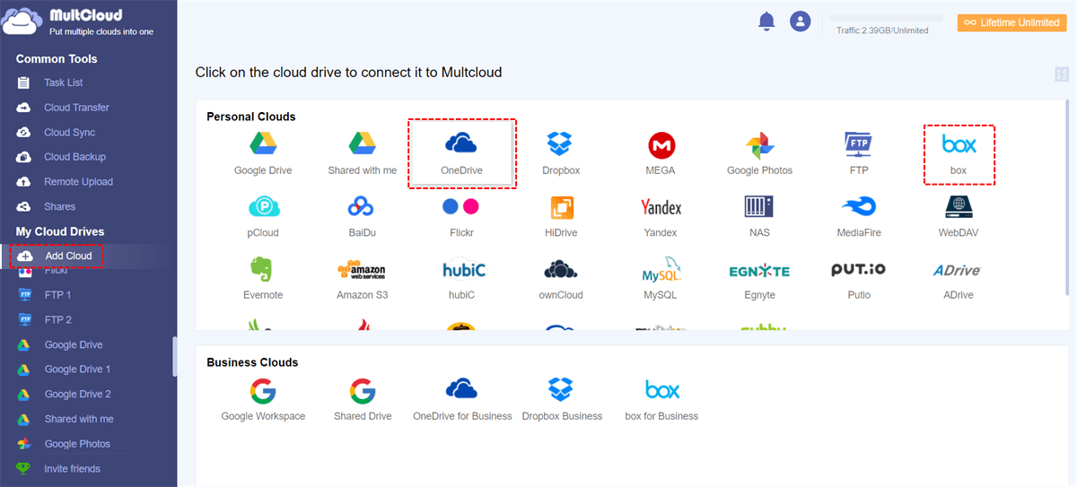 Add OneDrive and Box