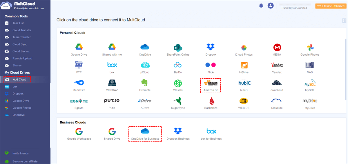 Add OneDrive for Business and Amazon S3