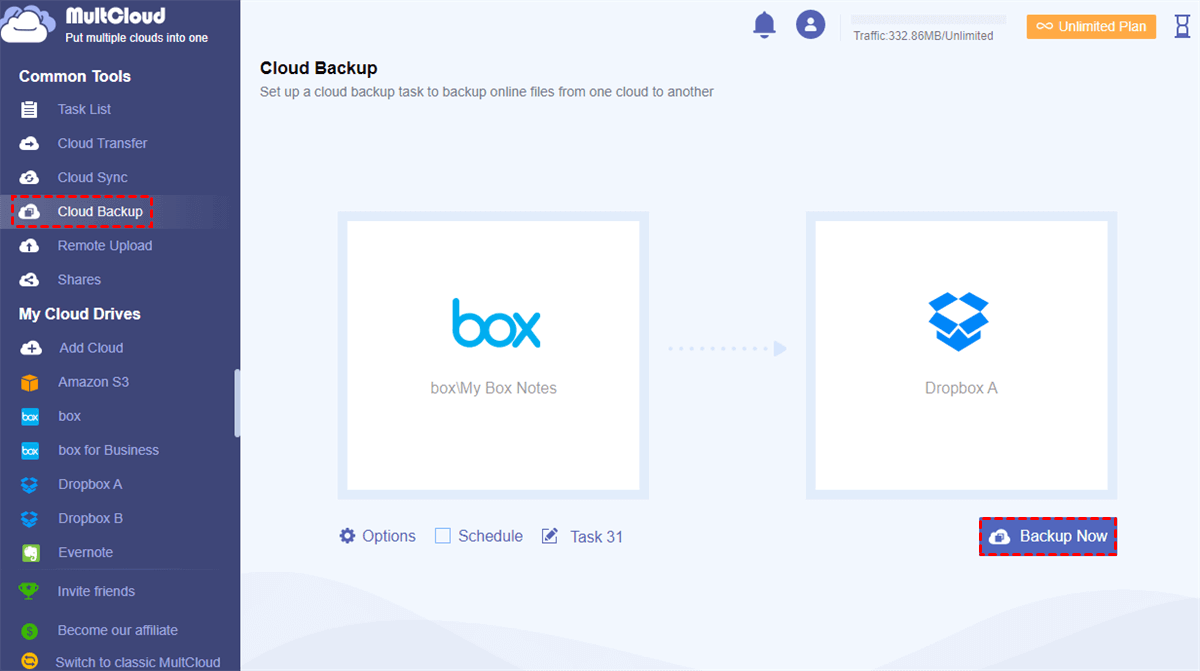 Backup Box Files to Dropbox by Cloud Backup