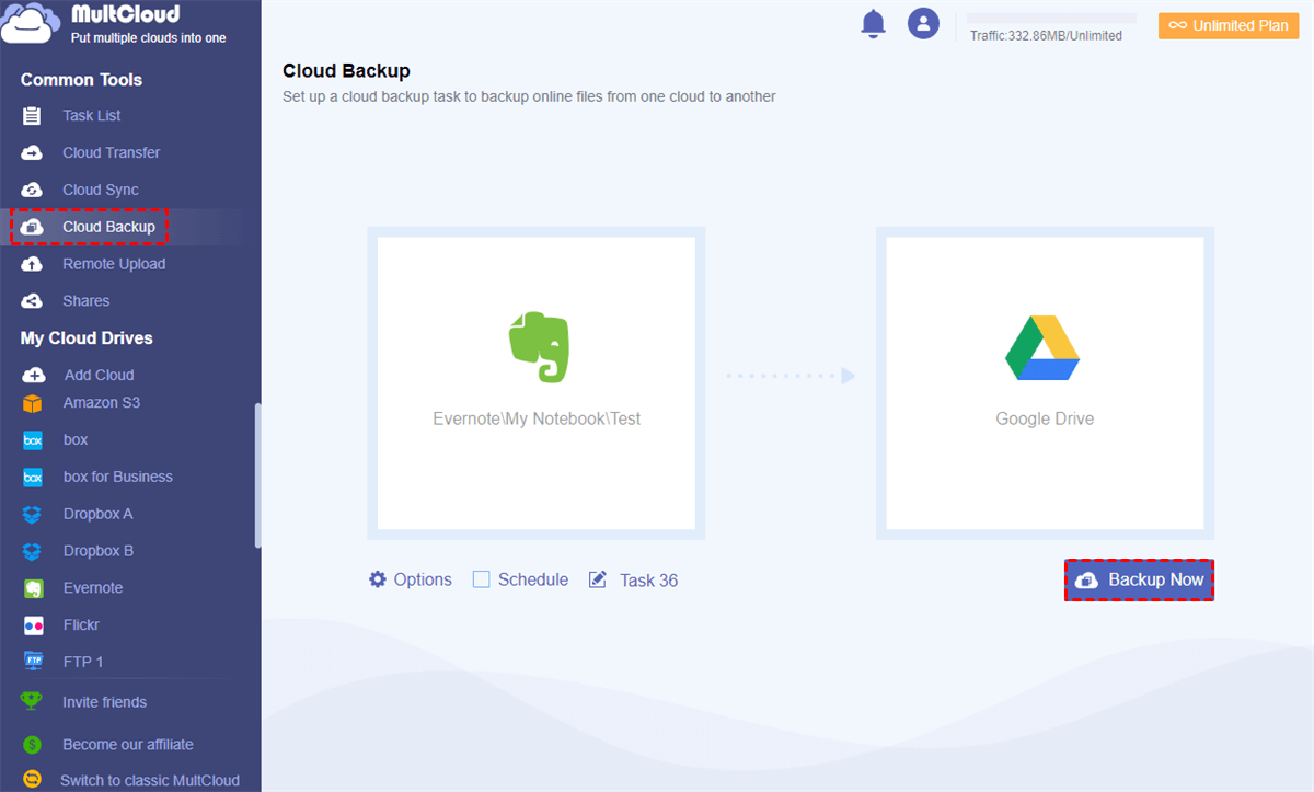 Backup Evernote to Google Drive by Cloud Backup