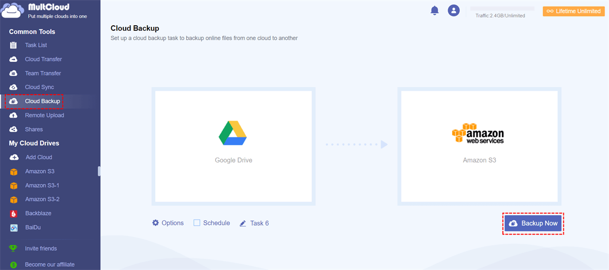 Back up Google Drive to Amazon S3