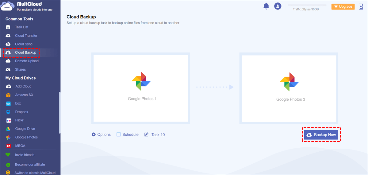 Backup Google Photos1 to Google Photos2