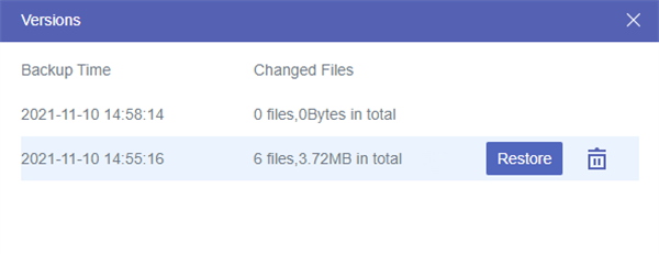 Manage Versions of Backup