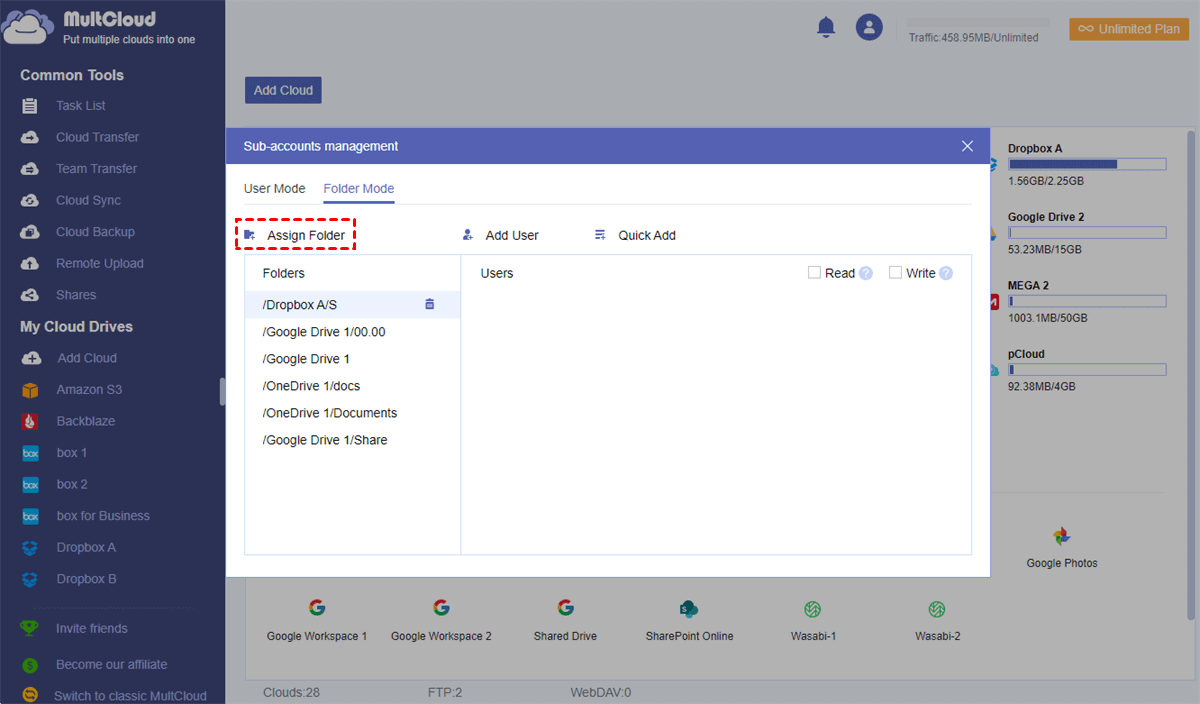 Assign Dropbox Folder in Sub-Accounts Management