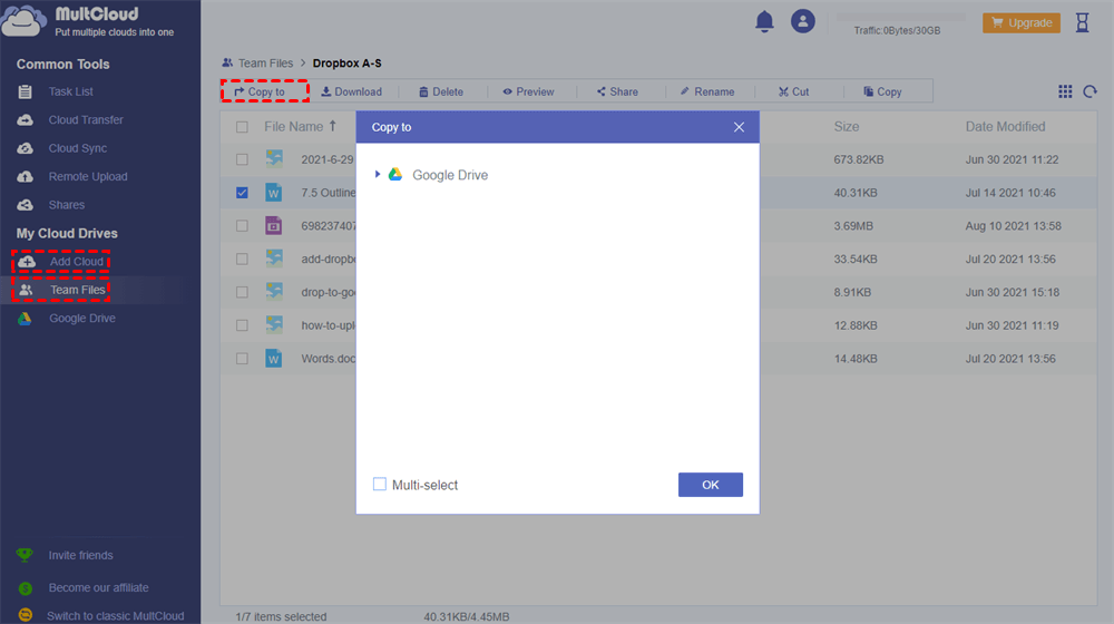 Copy Shared Files to Google Drive in MultCloud