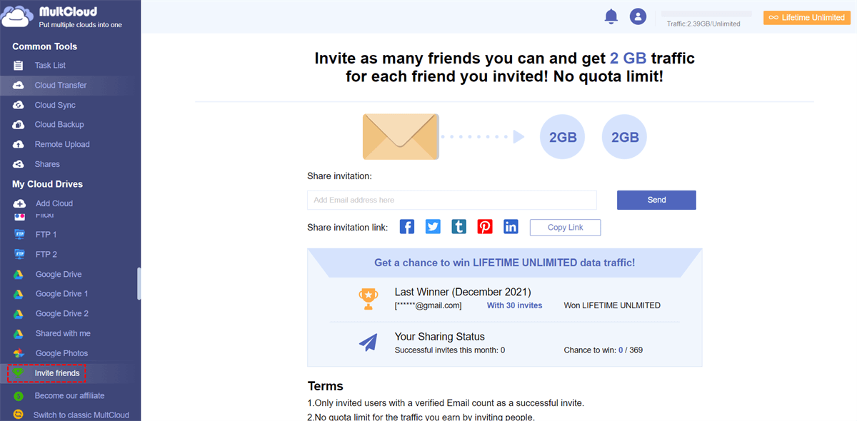 Refer MultCloud to Your Friends