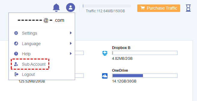 Open Sub Account Function in MultCloud