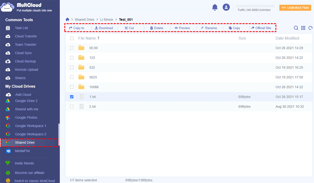 Basic Operations in MultCloud