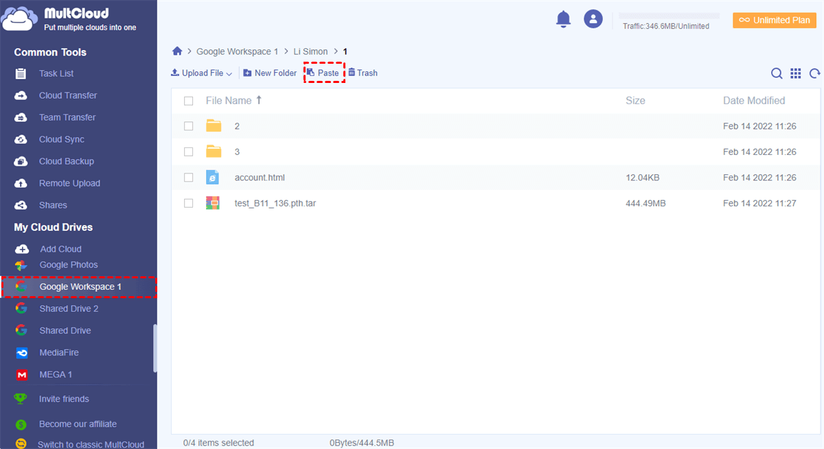 Paste Files to Google Workspace My Drive