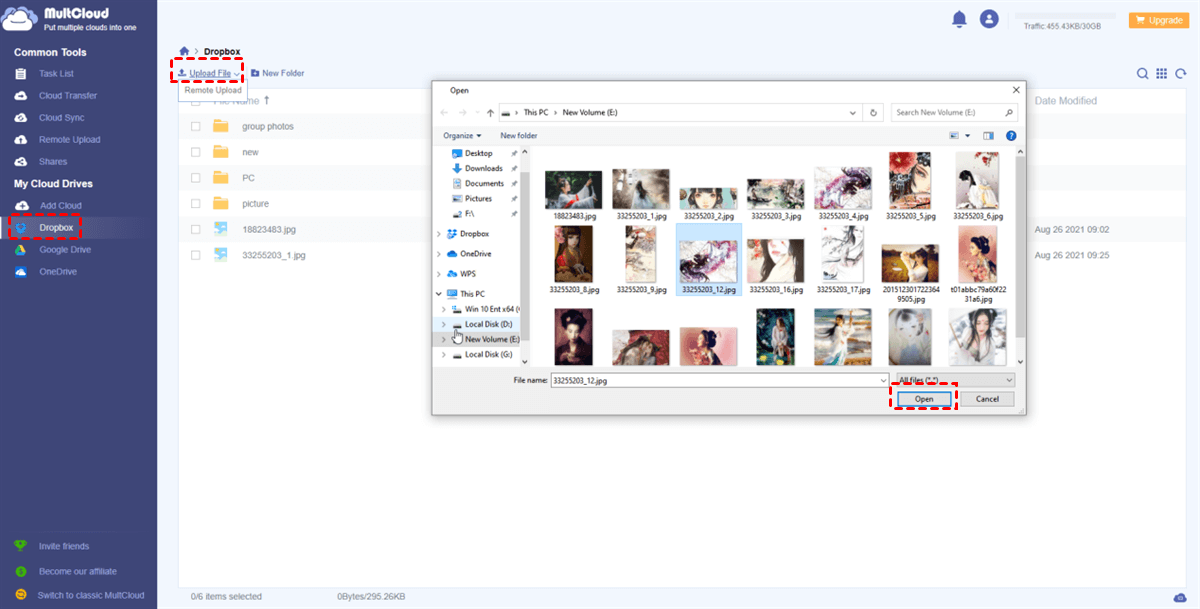 Select Photo to Upload to Dropbox