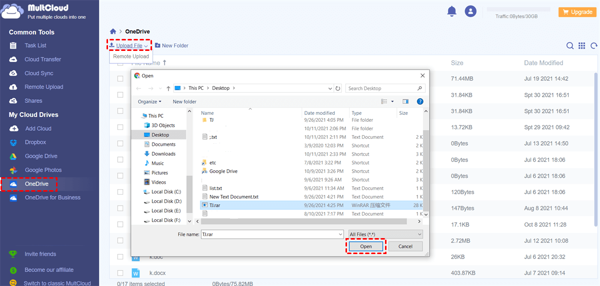 Upload Compressed Folder to OneDrive