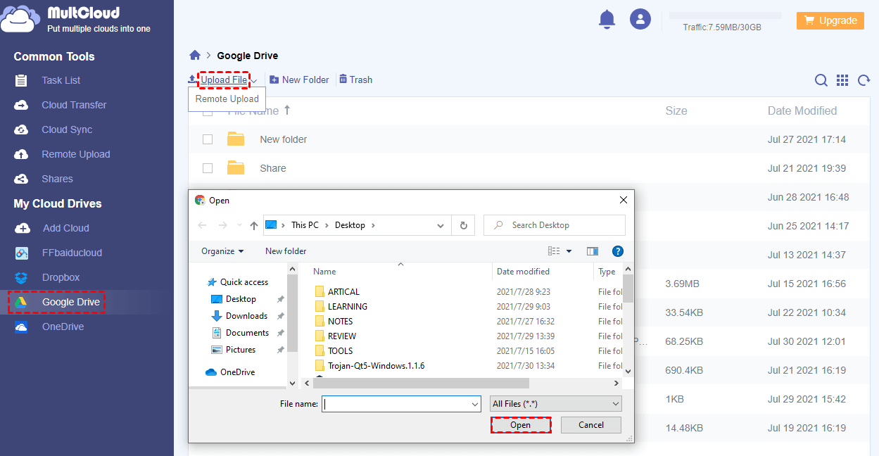 Upload File to Google Drive