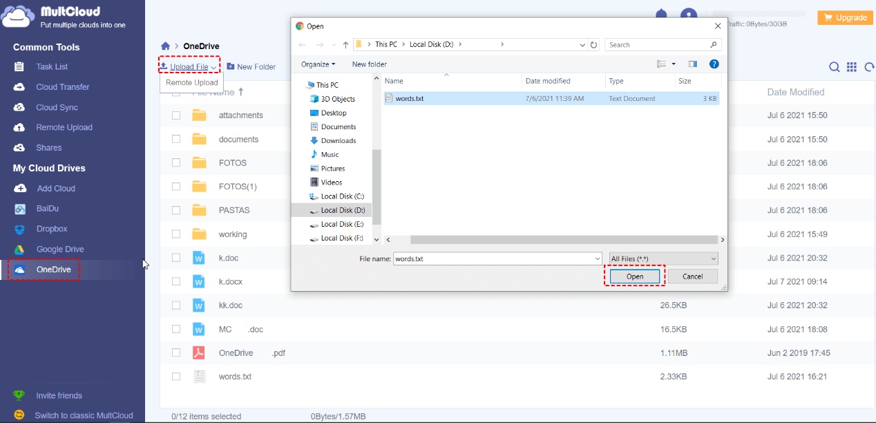 Upload File to OneDrive