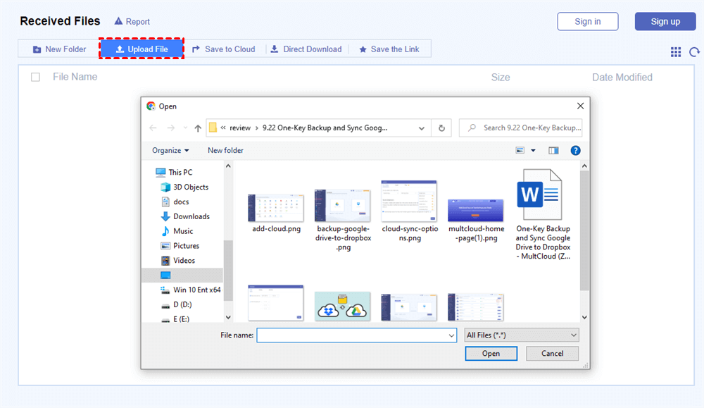 Upload Files to the Shared Folder through MultCloud