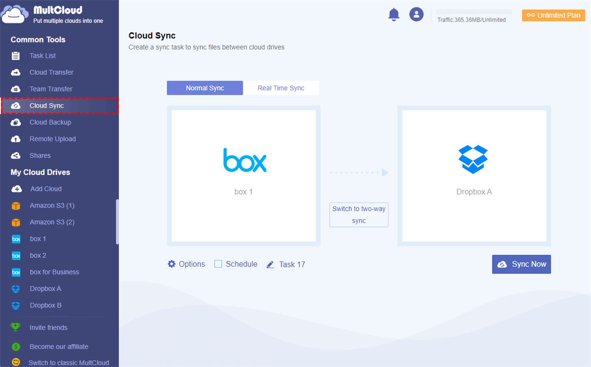 Link Box and Dropbox by Cloud Sync