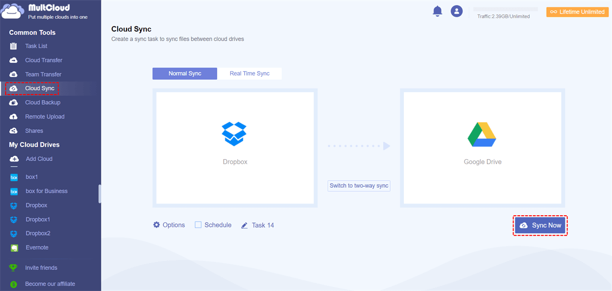 Sync from Dropbox and Google Drive