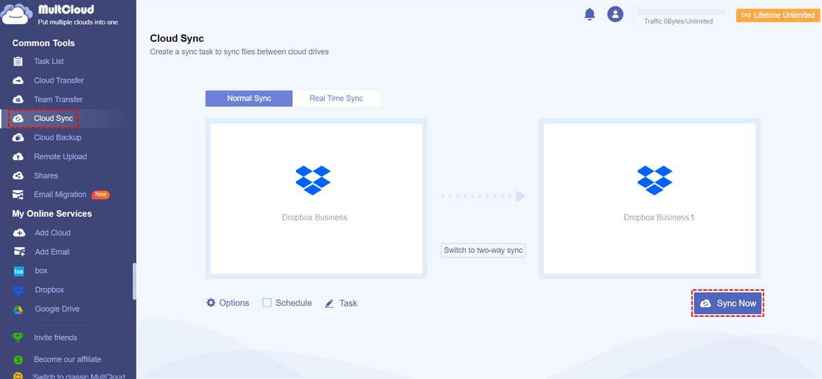 Sync Two Dropbox Business Accounts