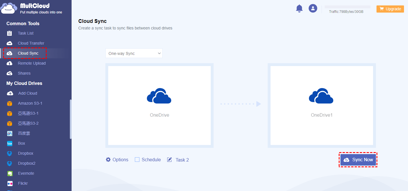 Sync Cloud Storage Accounts by MultCloud