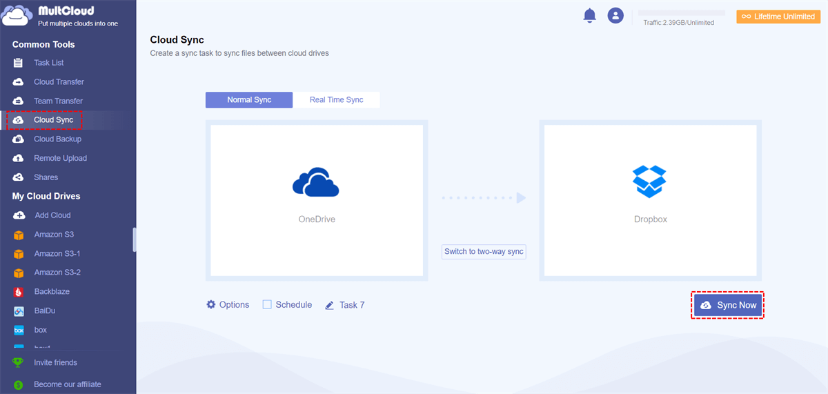 Sync OneDrive with Dropbox
