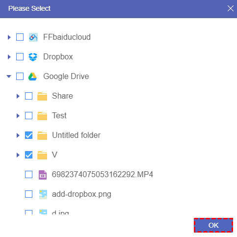 Select Folder in Google Drive to Copy with