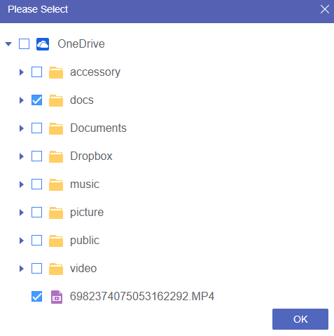Please Select Files to Copy from OneDrive