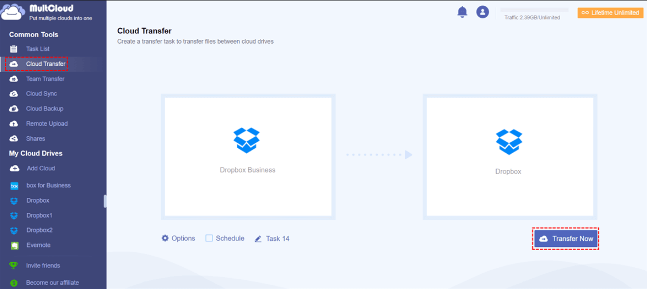 Transfer Dropbox Business to Personal 