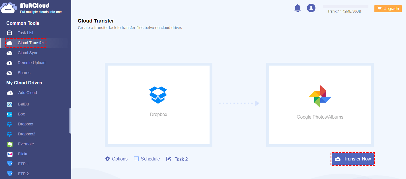 Transfer between Dropbox and Google Photos