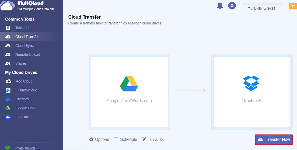 Transfer Google Drive to Dropbox