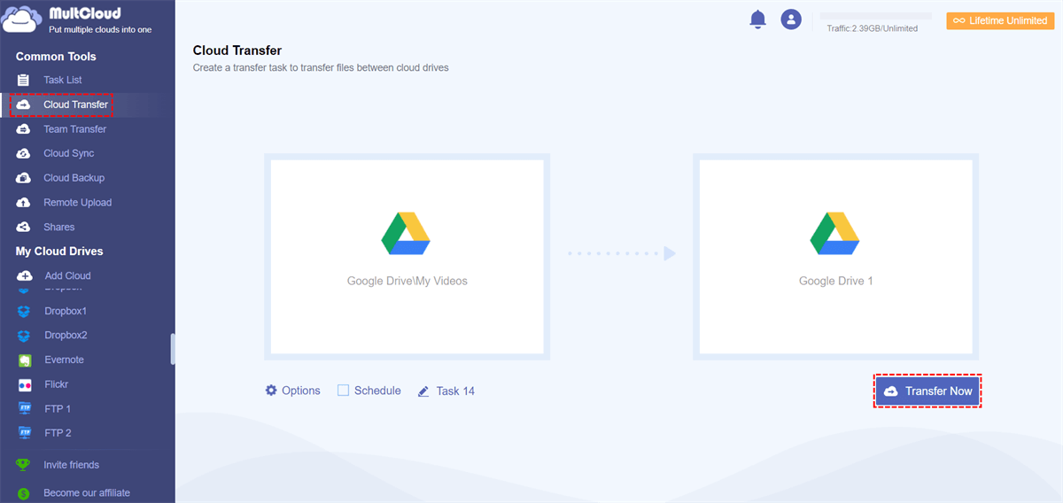 Transfer Files from One Google Drive to Another