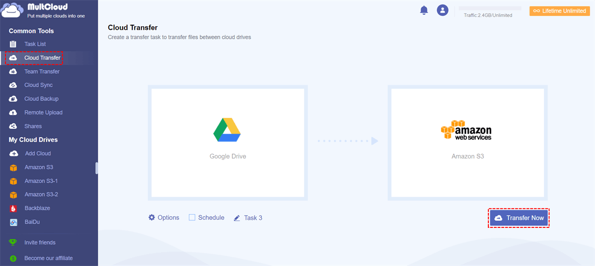 Transfer from Google Drive to Amazon S3