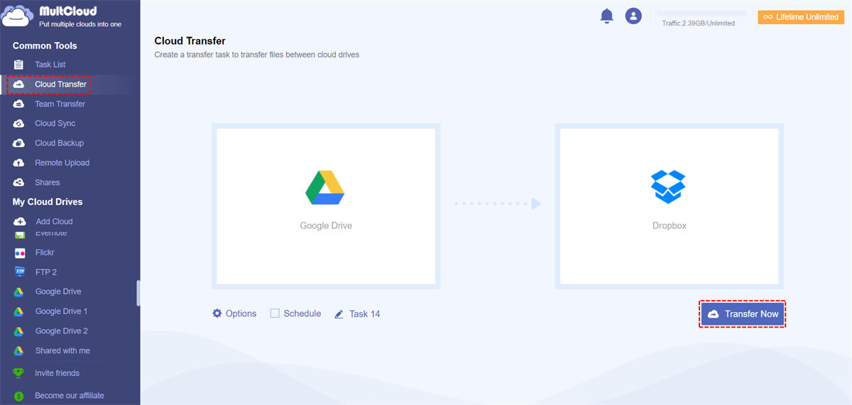 Transfer from Google Drive to Dropbox