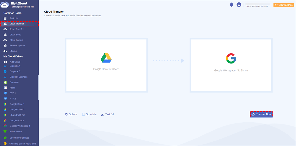 Migrate Google Drive to Google Workspace with MultCloud
