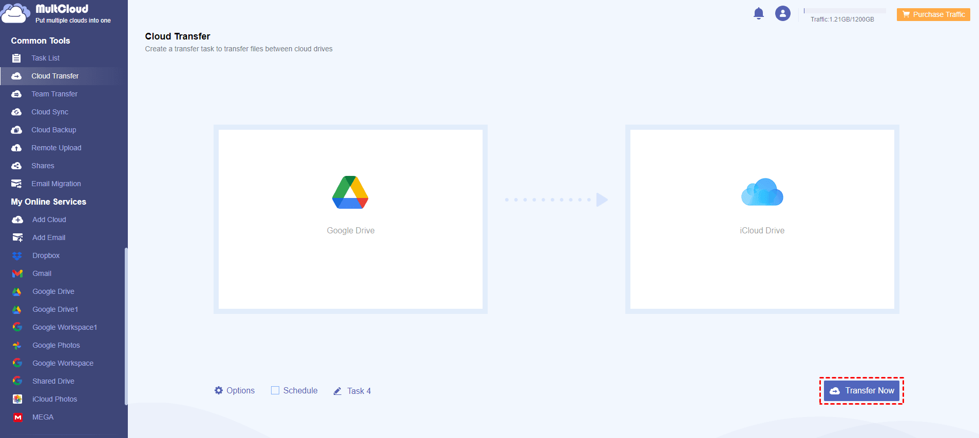 Transfer Google Drive to iCloud Drive