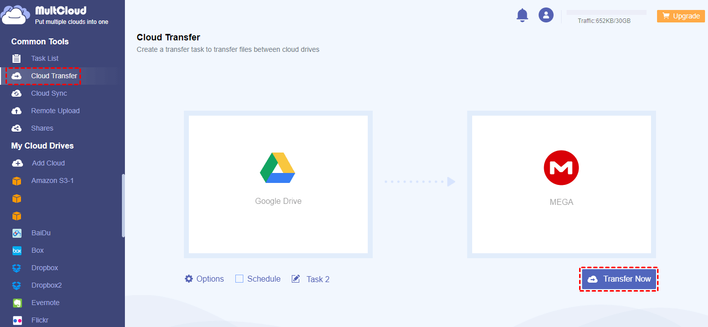Transfer from Google Drive to MEGA