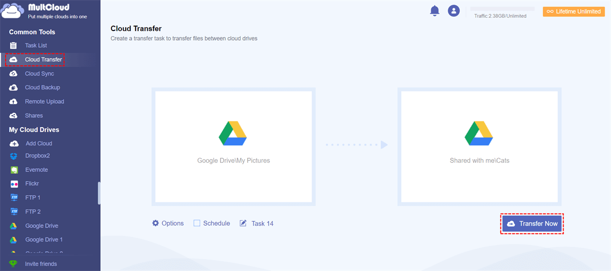 Transfer Google Drive to Shared With Me