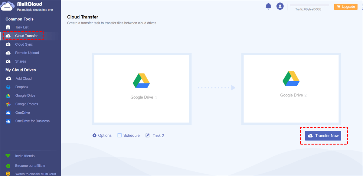 Copy Google Drive Folder to Another Account with MultCloud