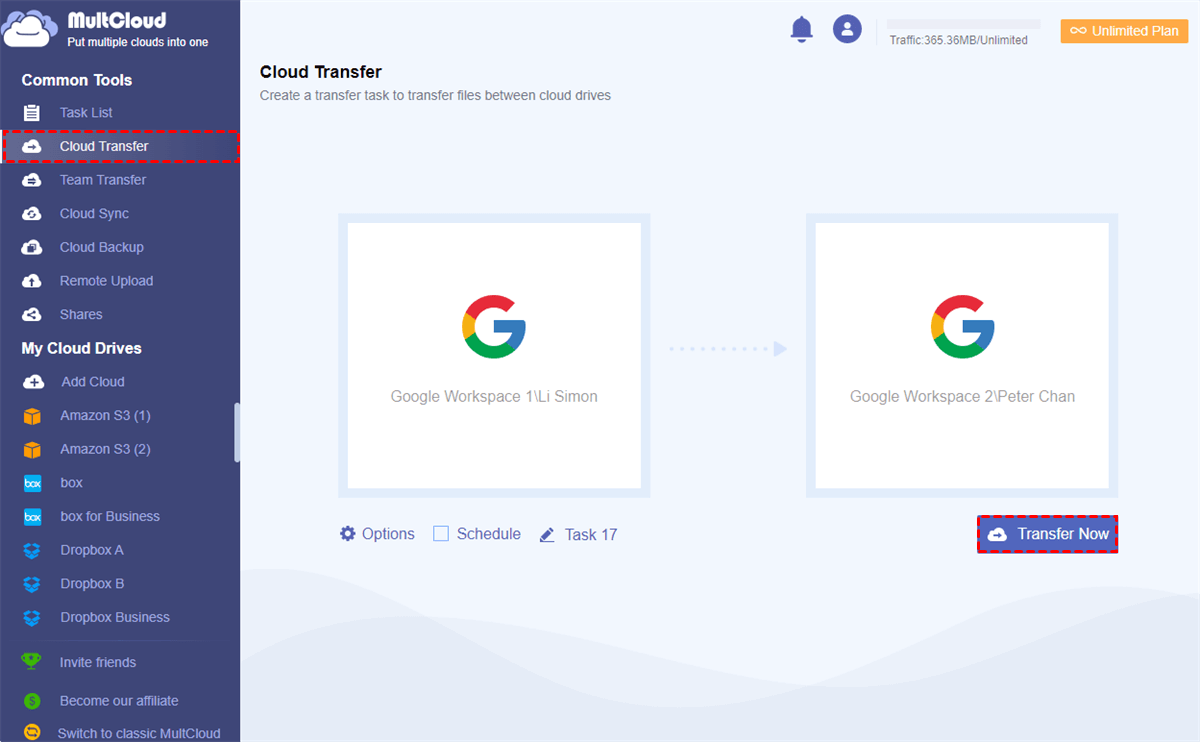 Transfer from One Google Workspace to Another