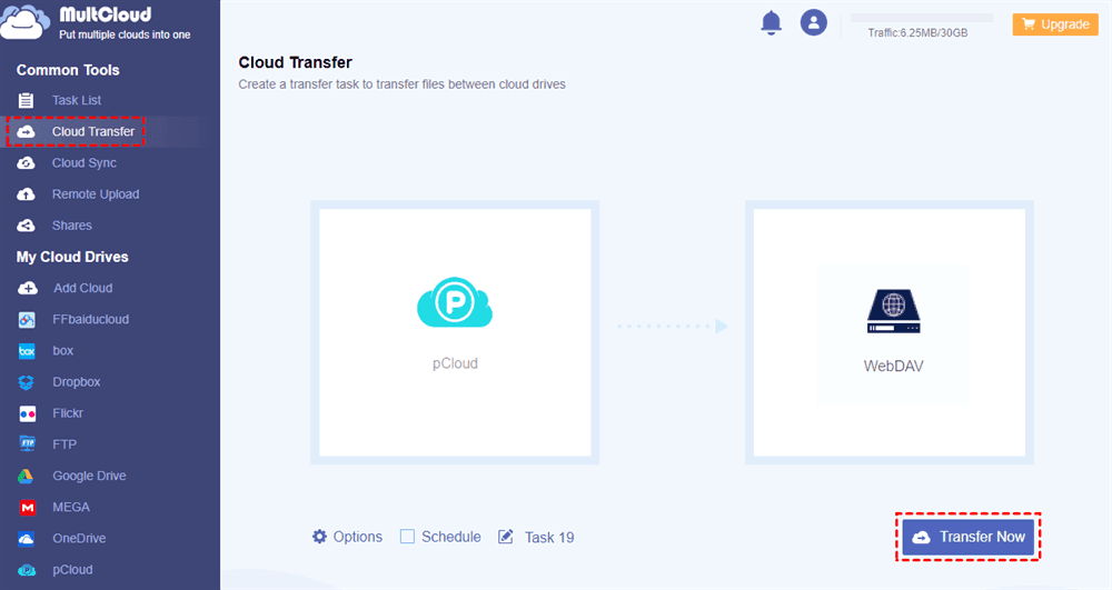 Transfer pCloud to WebDAV
