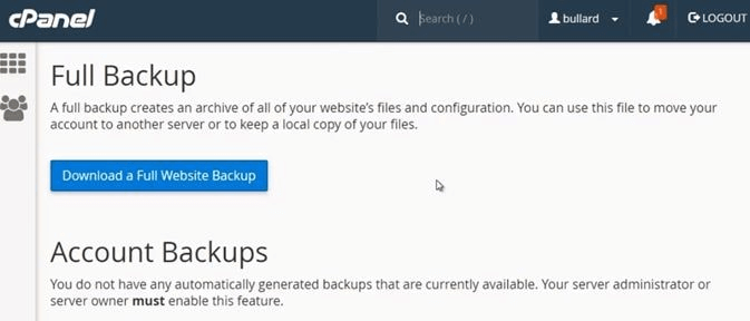 Download a Full Website Backup