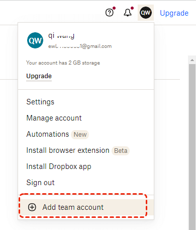 Add Dropbox Business Account