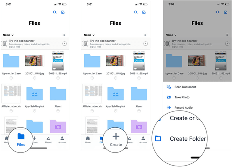 Create a Folder in Dropbox on iPhone