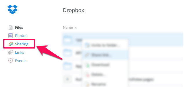 Dropbox Sharing List